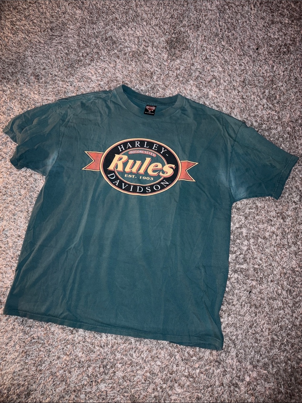 Harley-Davidson Men's Teal Graphic 'Rules' Short Sleeve Tee
